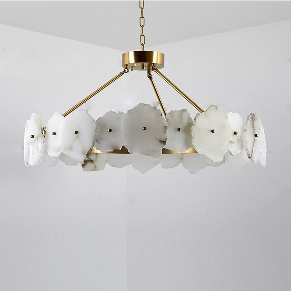 Natural Alabaster Modern Round Chandelier