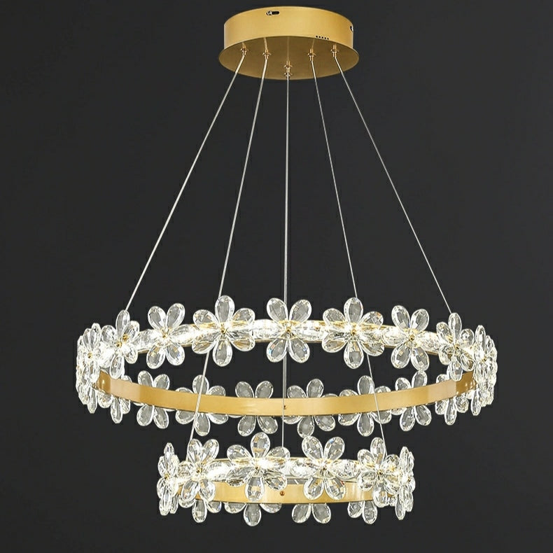 New Style Flower Crystal Chandelier For Living Room Petal Ring Pendant Lighting Fixture for Girls Bedroom-MEET LIGHTING