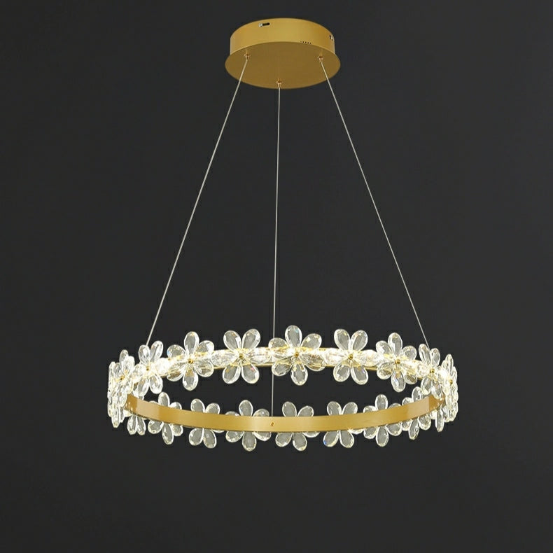 New Style Flower Crystal Chandelier For Living Room Petal Ring Pendant Lighting Fixture for Girls Bedroom-MEET LIGHTING