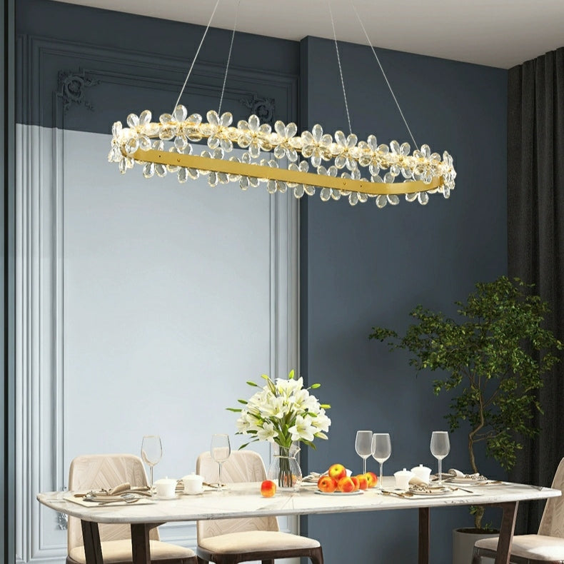 New Style Flower Crystal Chandelier For Living Room Petal Ring Pendant Lighting Fixture for Girls Bedroom-MEET LIGHTING