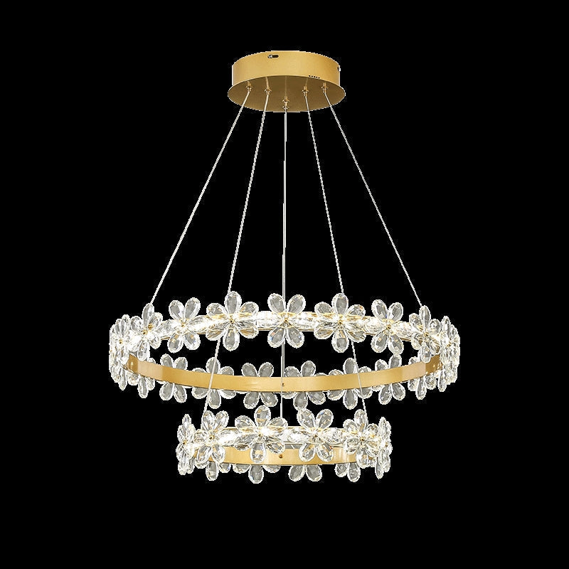 New Style Flower Crystal Chandelier For Living Room Petal Ring Pendant Lighting Fixture for Girls Bedroom-MEET LIGHTING