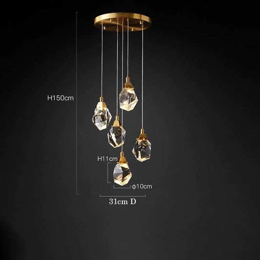 Nicole Crystal Multi-Lights Pendant-Meet Lighting