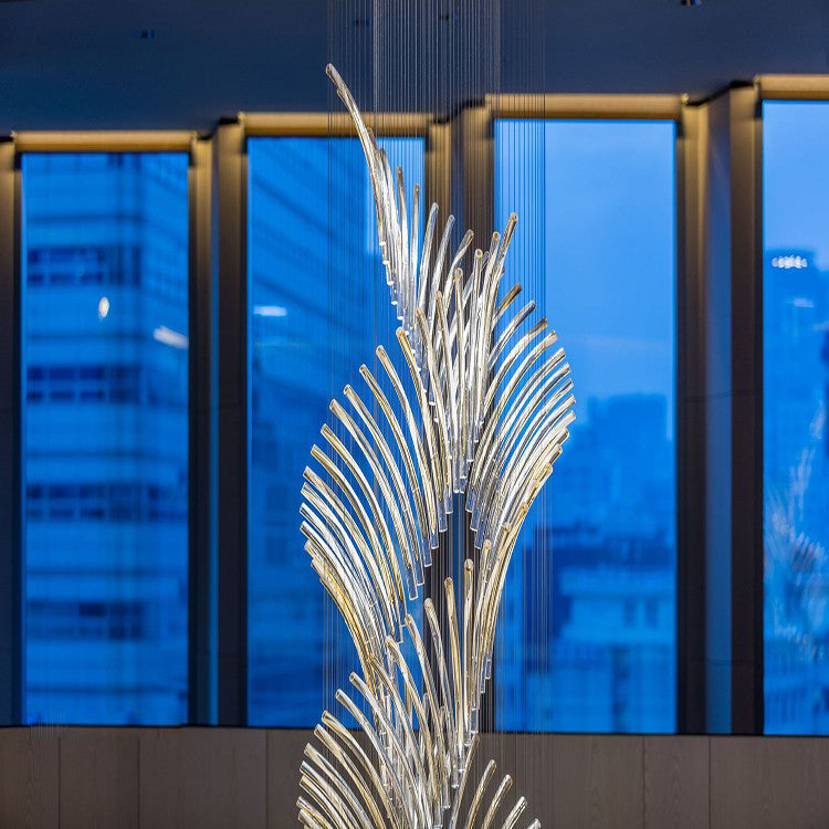 European Style Spiral Glass Chandelier for Staircase/Foyer/Hotel/Villa-MEET LIGHTING