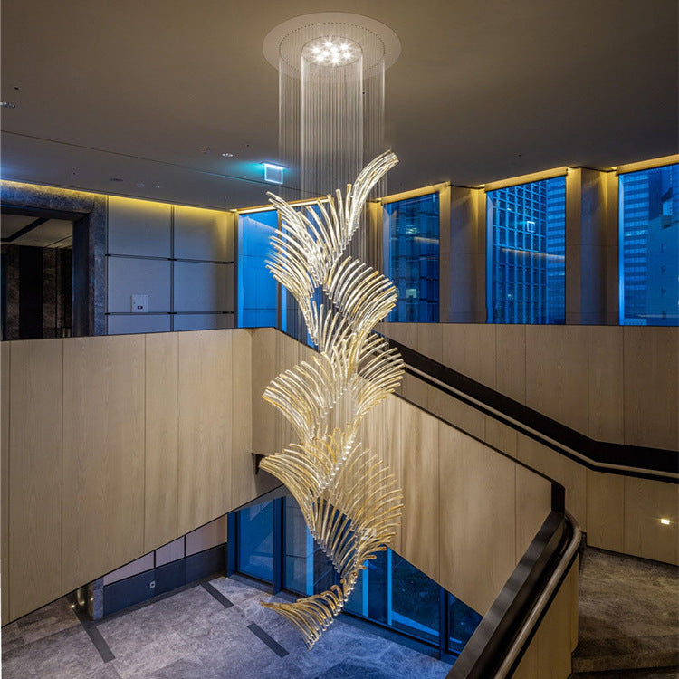 European Style Spiral Glass Chandelier for Staircase/Foyer/Hotel/Villa-MEET LIGHTING