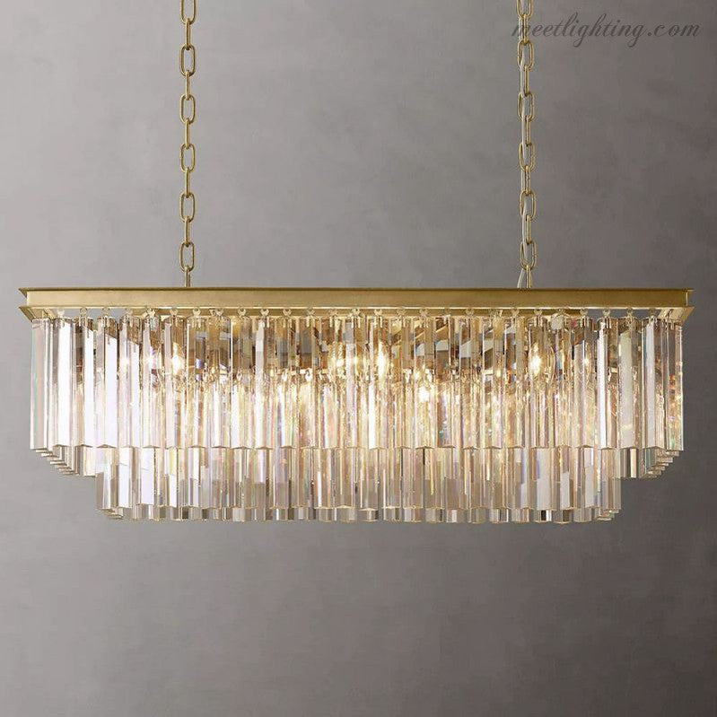 Odeom 2-Layer Crystal Rectangle Chandelier 39"-Meet Lighting