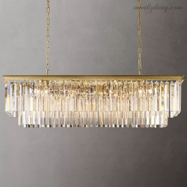 Odeom 2-Layer Crystal Rectangle Chandelier 49"-Meet Lighting