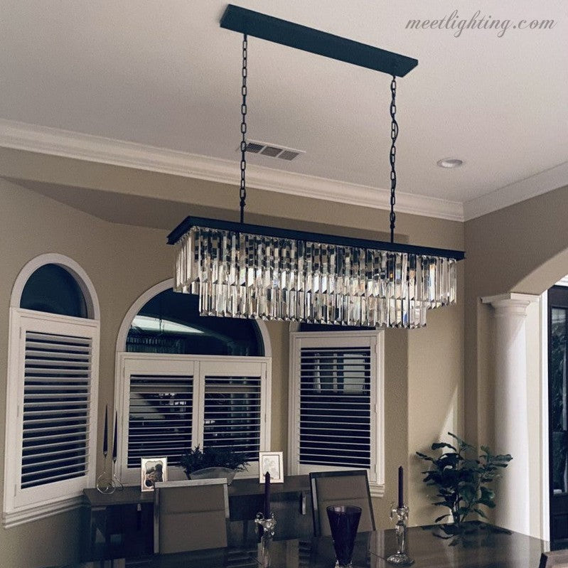 Odeom 2-Layer Crystal Rectangle Chandelier 59"-Meet Lighting