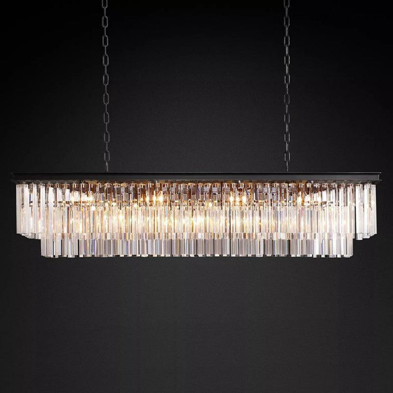 Odeom 2-Layer Crystal Rectangle Chandelier 59"-Meet Lighting