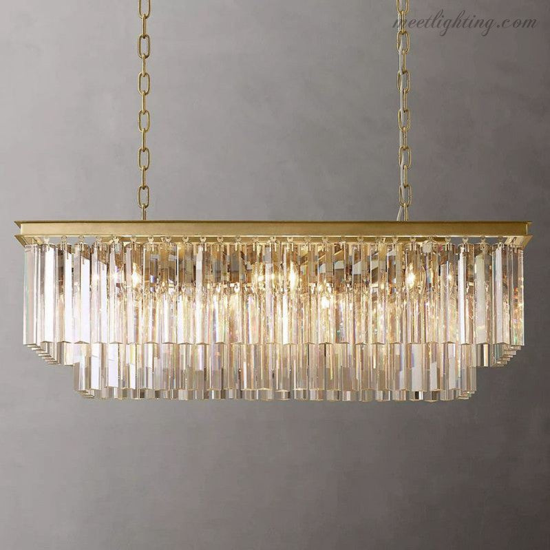 Odeom 2-Layer Crystal Rectangle Chandelier 59"-Meet Lighting