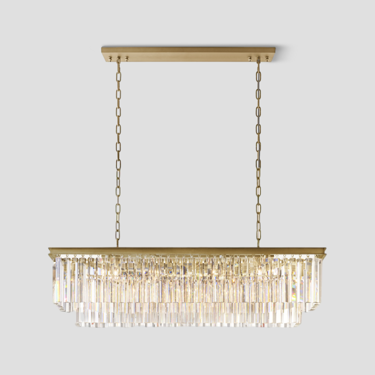 Odeom Crystal 2-Layer Rectangle Chandelier-MEET LIGHTING