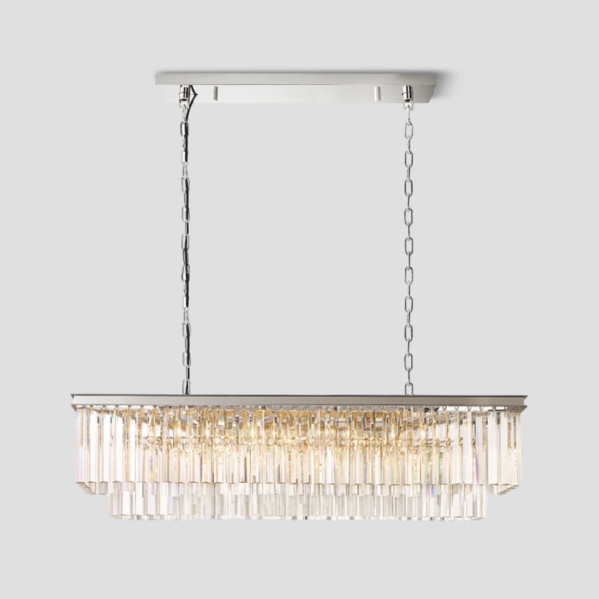Odeom Crystal 2-Layer Rectangle Chandelier-MEET LIGHTING