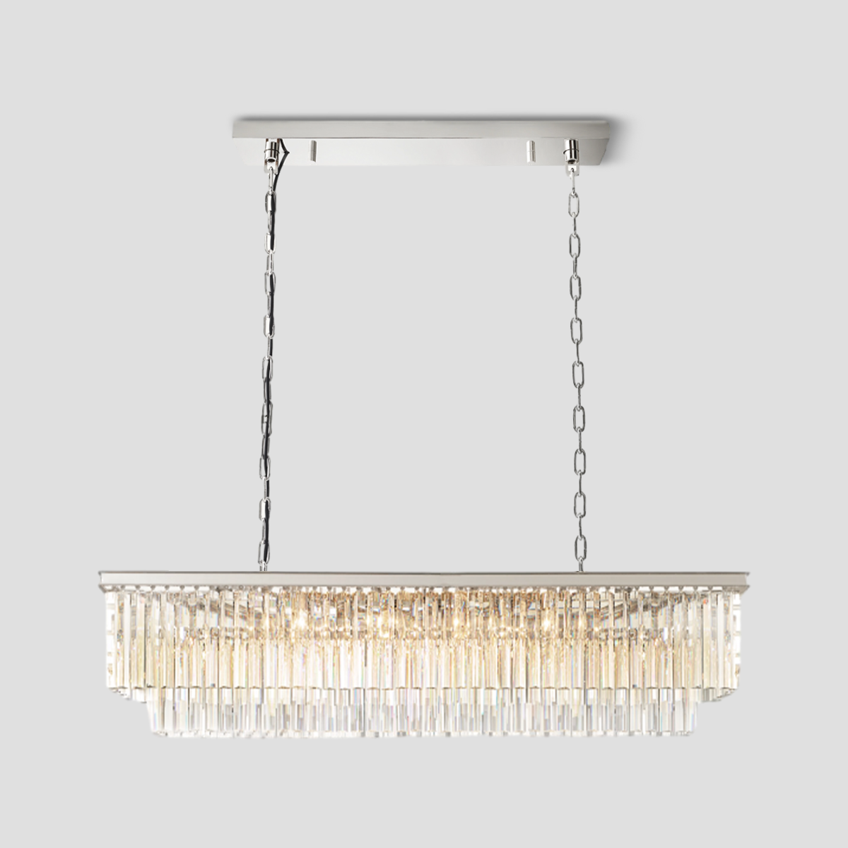 Odeom Crystal 2-Layer Rectangle Chandelier-MEET LIGHTING