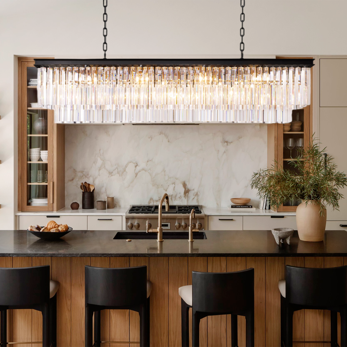 Odeom Crystal 2-Layer Rectangle Chandelier-MEET LIGHTING
