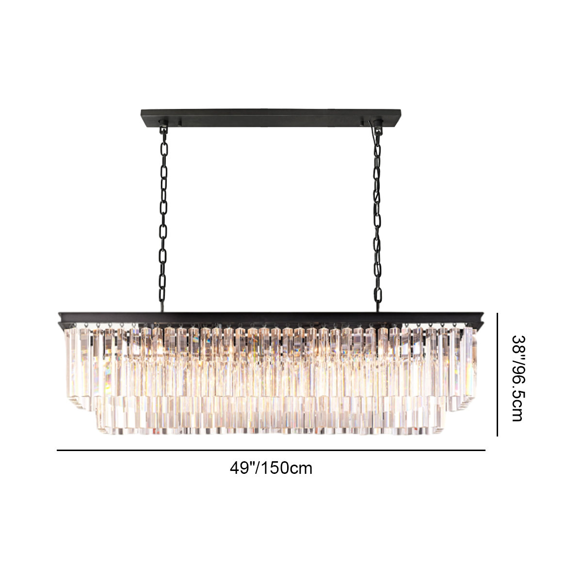 Odeom Crystal 2-Layer Rectangle Chandelier-MEET LIGHTING