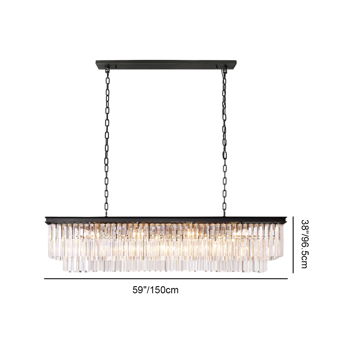 Odeom Crystal 2-Layer Rectangle Chandelier-MEET LIGHTING