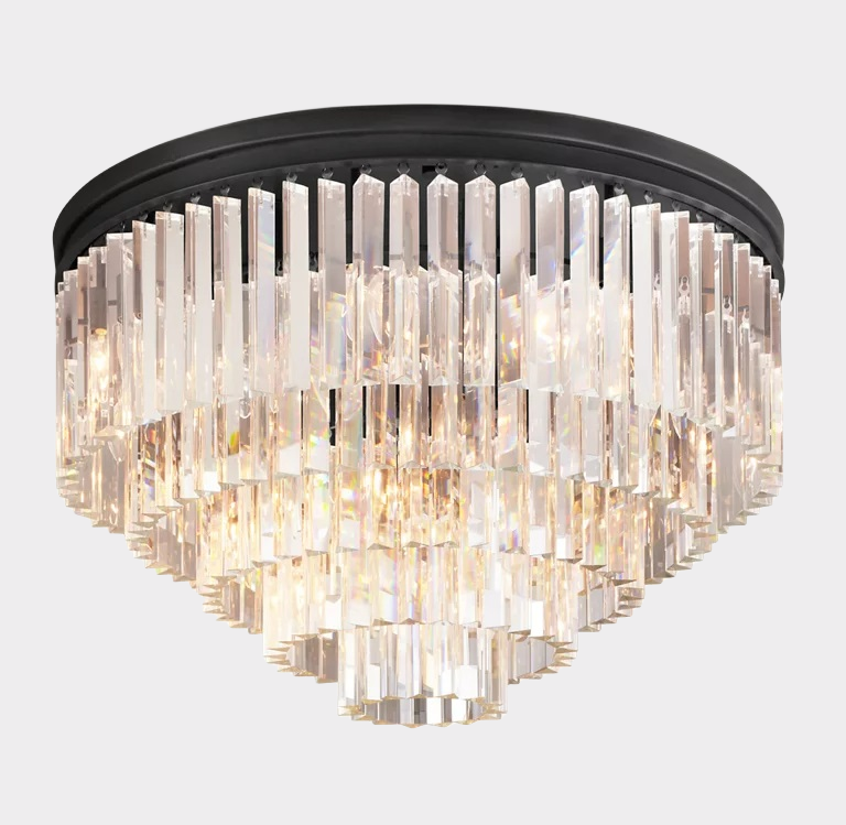 Odeon Crystal Multi-Layer Round Ceiling 20" 32"-Meet Lighting