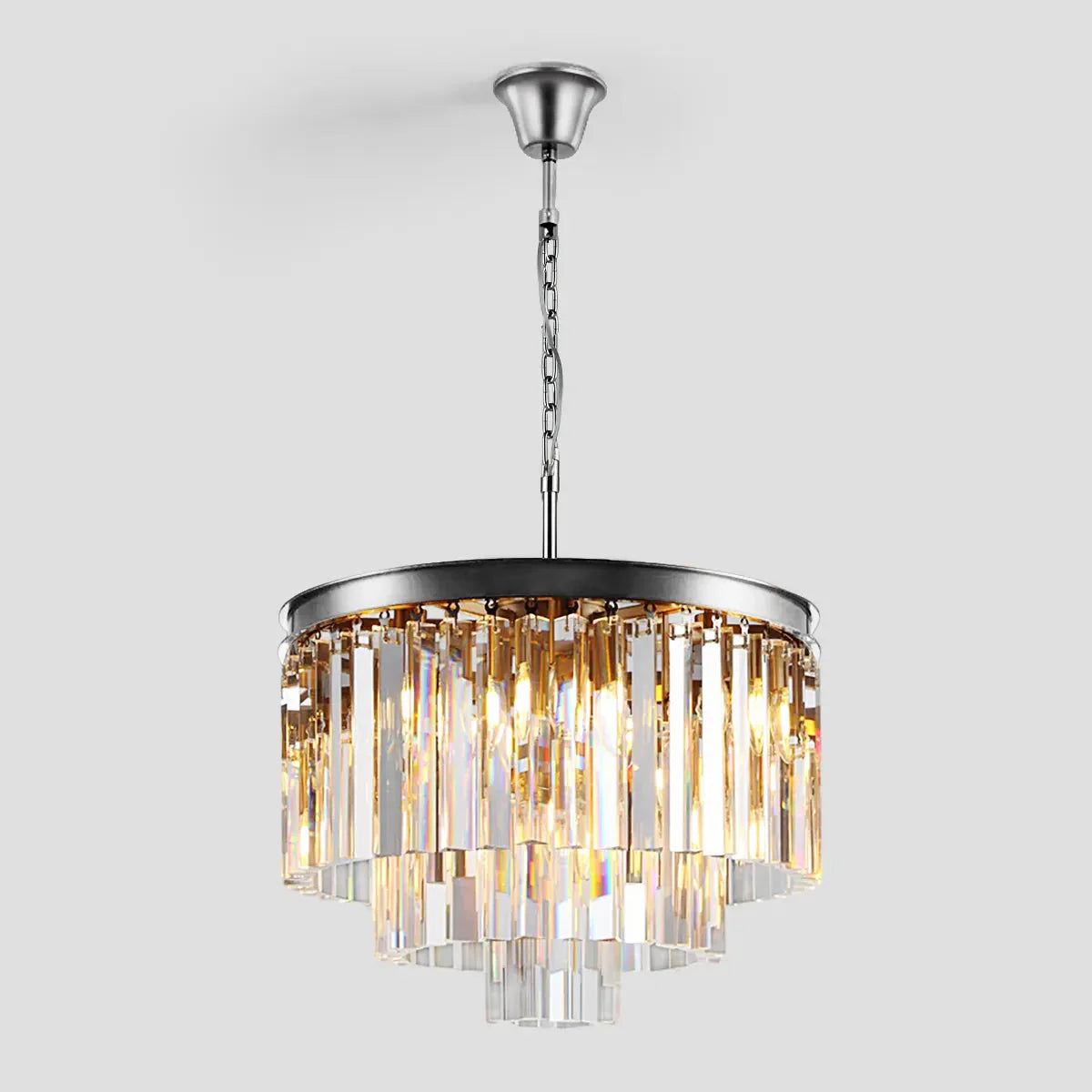 Odeom Crystal Multi-Layer Round Chandelier-MEET LIGHTING