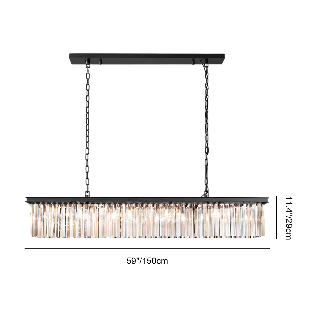 Odeon Crystal Rectangular Chandelier 59“-Meet Lighting