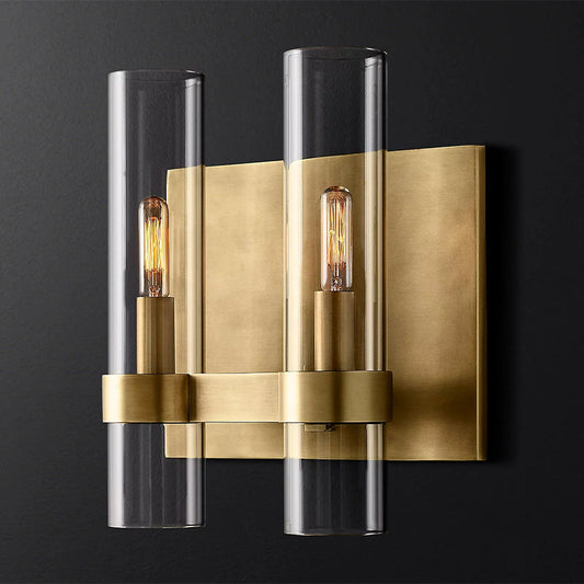 Olivia Double Wall Sconce Art Blown Glass 12"H wall sconce for bedroom,wall sconce for dining room,wall sconce for stairways,wall sconce for foyer,wall sconce for bathrooms,wall sconce for kitchen,wall sconce for living room Rbrights Lacquered Brass  