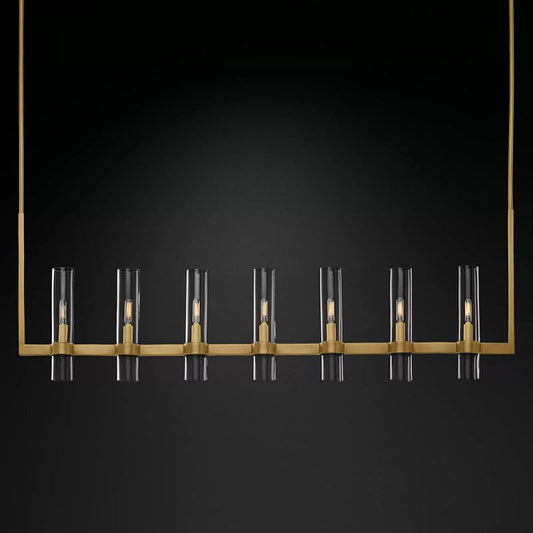 Olivia Linear Chandelier Art Blown Glass 59" chandeliers for dining room,chandeliers for stairways,chandeliers for foyer,chandeliers for bedrooms,chandeliers for kitchen,chandeliers for living room Rbrights Lacquered Brass  