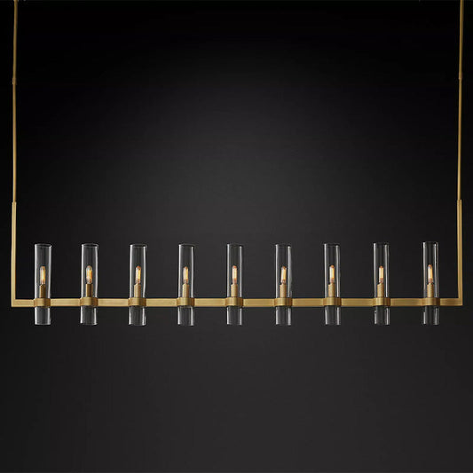 Olivia Linear Chandelier Art Blown Glass 71" chandeliers for dining room,chandeliers for stairways,chandeliers for foyer,chandeliers for bedrooms,chandeliers for kitchen,chandeliers for living room Rbrights Lacquered Brass  