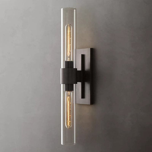 Olivia Linear Wall Sconce Art Blown Glass 23"H wall sconce for bedroom,wall sconce for dining room,wall sconce for stairways,wall sconce for foyer,wall sconce for bathrooms,wall sconce for kitchen,wall sconce for living room Rbrights Matte Black  