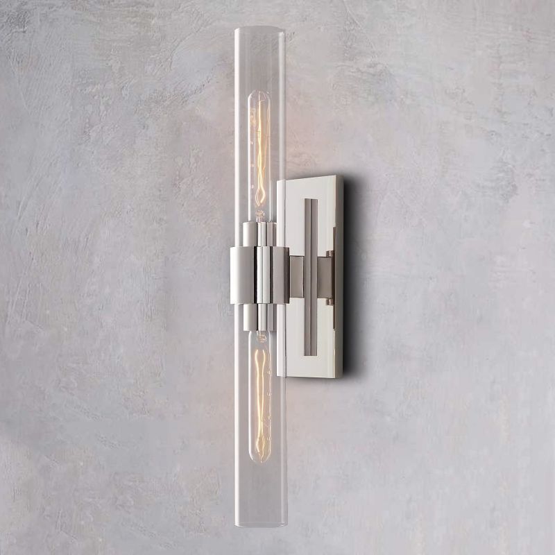 Olivia Linear Wall Sconce Art Blown Glass 23"H wall sconce for bedroom,wall sconce for dining room,wall sconce for stairways,wall sconce for foyer,wall sconce for bathrooms,wall sconce for kitchen,wall sconce for living room Rbrights Polished Nickel  