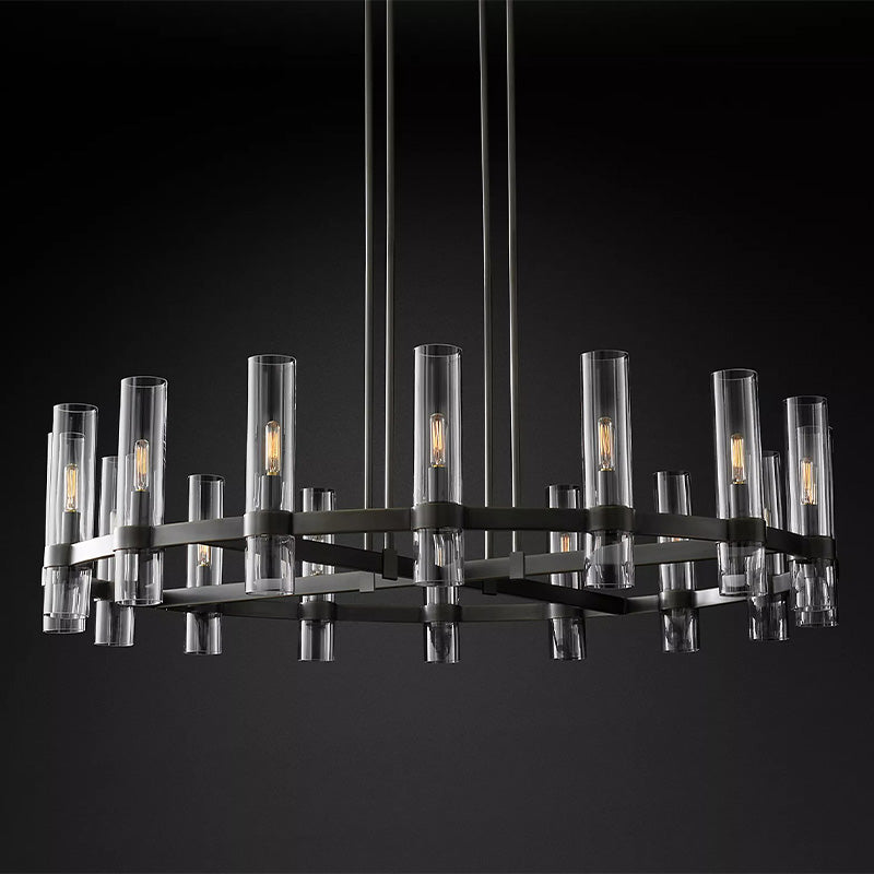 Olivia Round Chandelier Art Blown Glass 48" chandeliers for dining room,chandeliers for stairways,chandeliers for foyer,chandeliers for bedrooms,chandeliers for kitchen,chandeliers for living room Rbrights Matte Black  