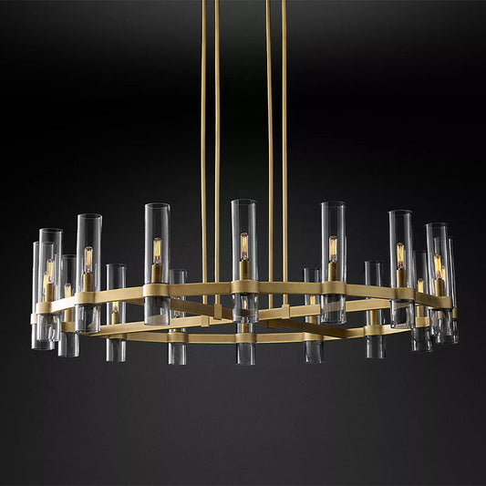Olivia Round Chandelier Art Blown Glass 48" chandeliers for dining room,chandeliers for stairways,chandeliers for foyer,chandeliers for bedrooms,chandeliers for kitchen,chandeliers for living room Rbrights Lacquered Brass  