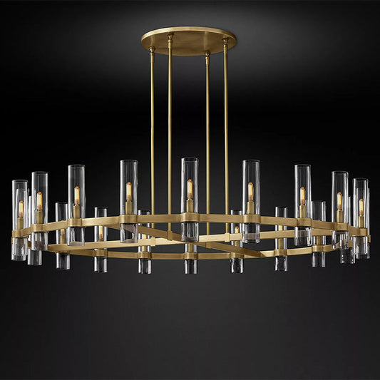 Olivia Round Chandelier Art Blown Glass 60" chandeliers for dining room,chandeliers for stairways,chandeliers for foyer,chandeliers for bedrooms,chandeliers for kitchen,chandeliers for living room Rbrights Lacquered Brass  