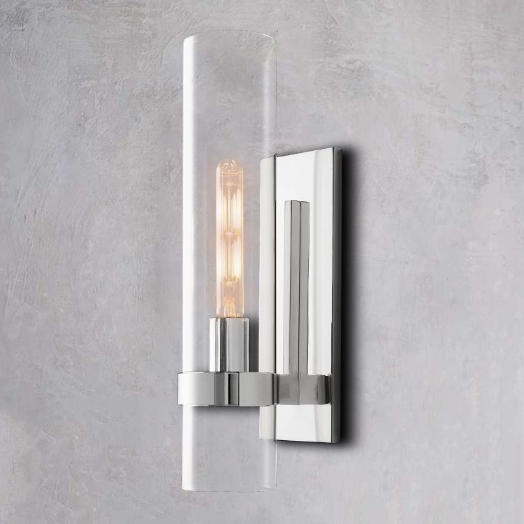 Olivia Wall Sconce Art Blown Glass 18"H wall sconce for bedroom,wall sconce for dining room,wall sconce for stairways,wall sconce for foyer,wall sconce for bathrooms,wall sconce for kitchen,wall sconce for living room Rbrights Polished Nickel  