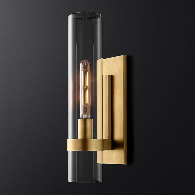 Olivia Wall Sconce Art Blown Glass 18"H wall sconce for bedroom,wall sconce for dining room,wall sconce for stairways,wall sconce for foyer,wall sconce for bathrooms,wall sconce for kitchen,wall sconce for living room Rbrights Lacquered Brass  