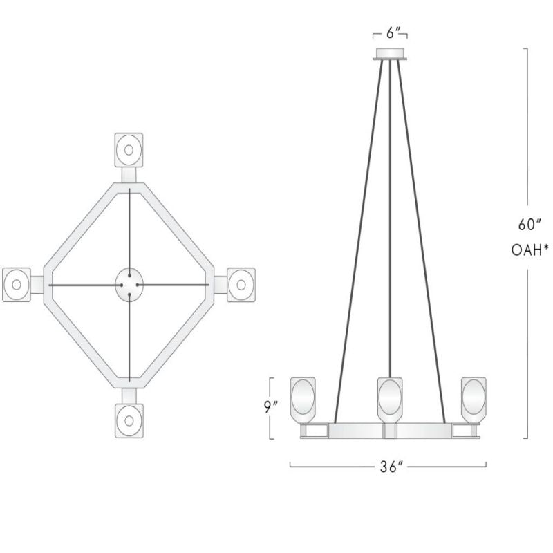 Osleride Square Chandelier-Meet Lighting