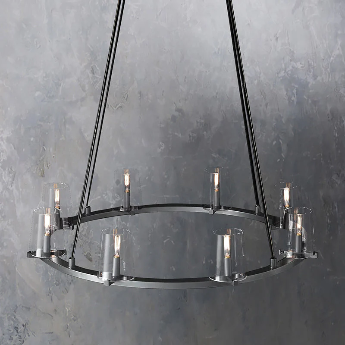 Pauillac Clear Glass Round Chandelier 36" 48" 60"-Meet Lighting