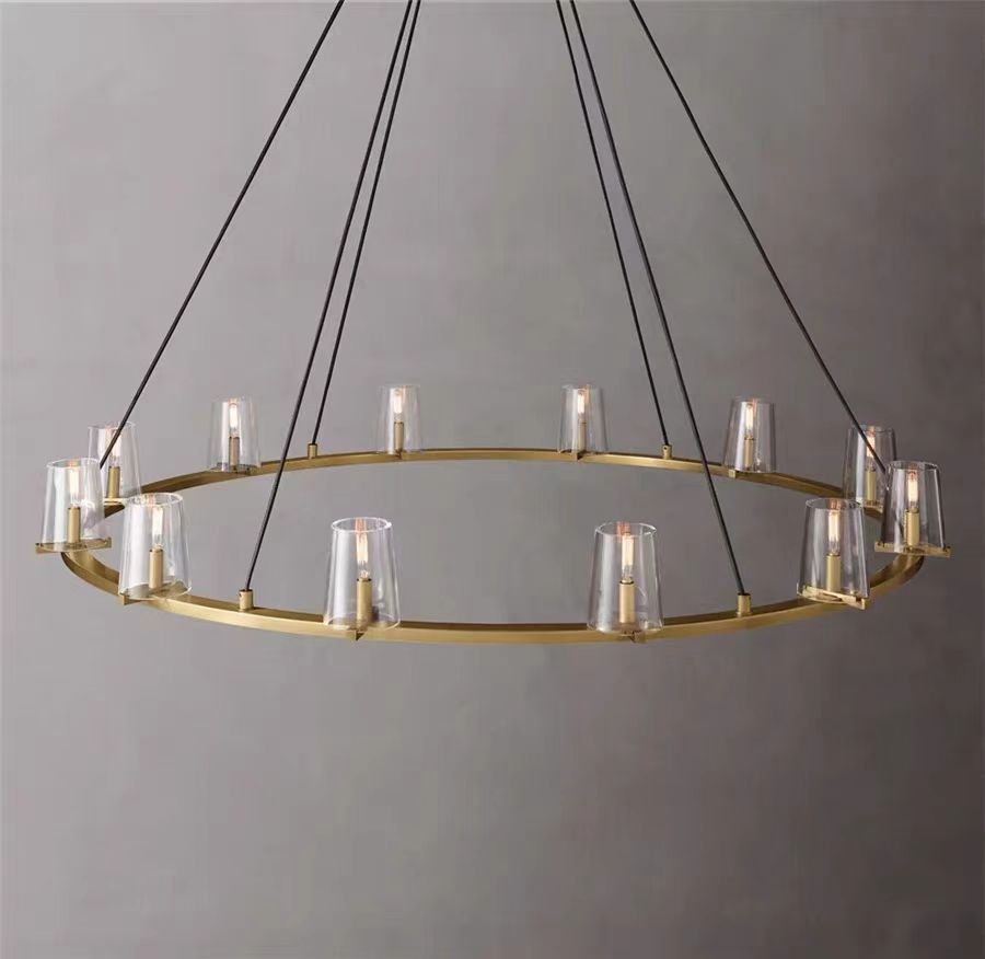 Pauillac Clear Glass Round Chandelier 36" 48" 60"-Meet Lighting