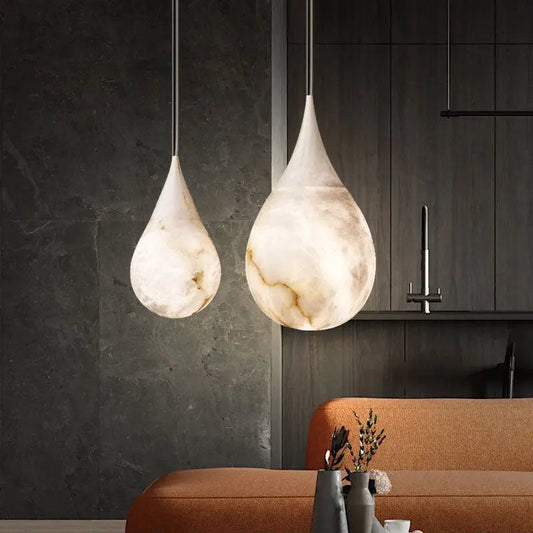 Pendant Alabaster Teardrop Pendant Light Fabtiko