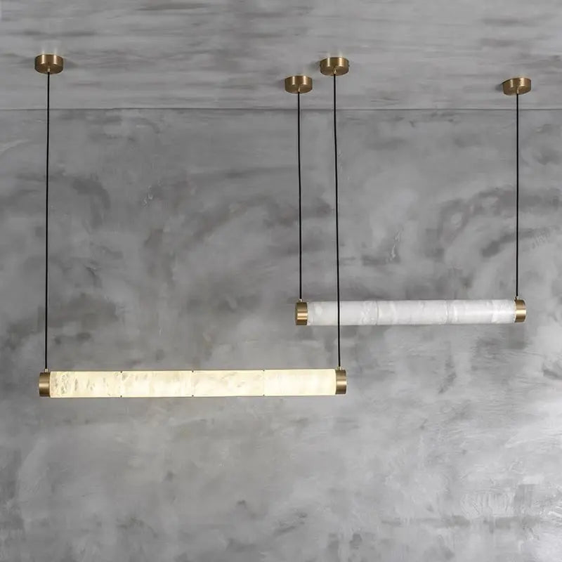 Spain Alabaster Brass Tube Linear Pendant 3.15"D*19.68"L   Pendant [product_tags] Fabtiko