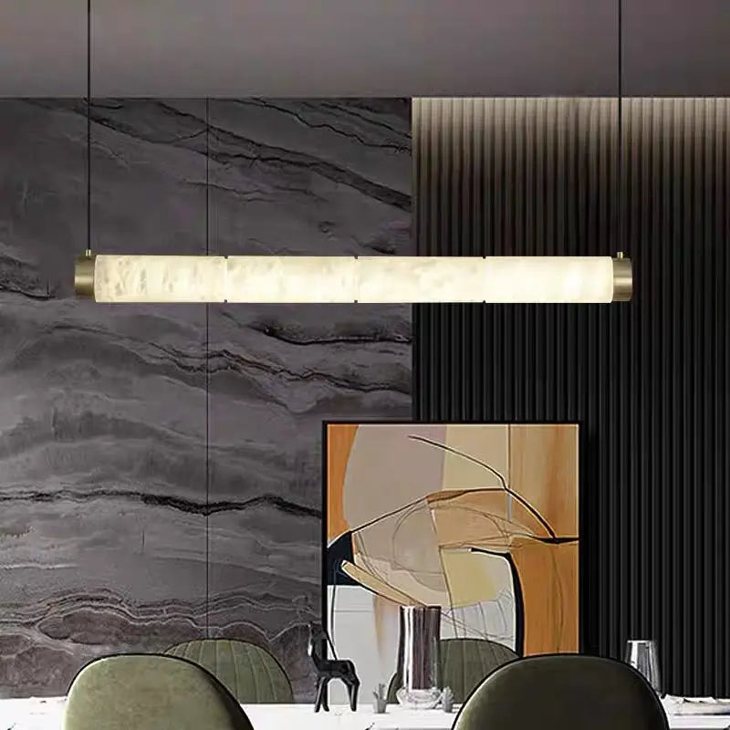 Spain Alabaster Brass Tube Linear Pendant    Pendant [product_tags] Fabtiko