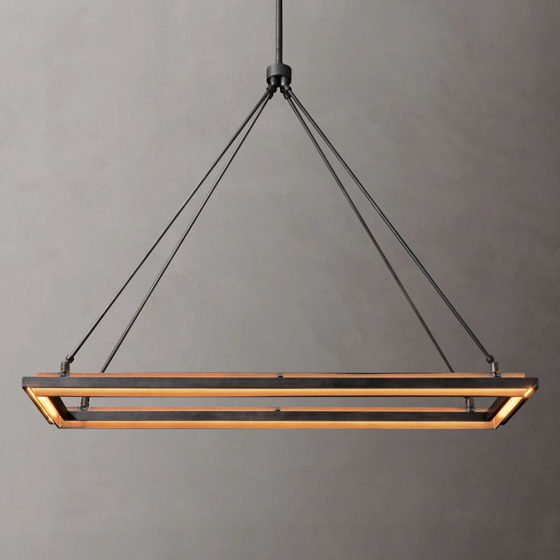 Perez Black Rectangular Chandelier 62"-MEET LIGHTING