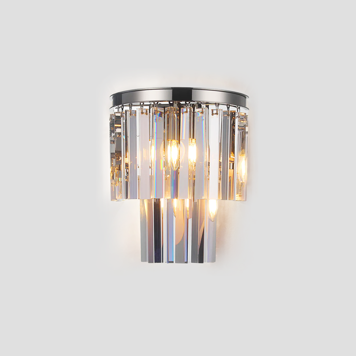 Odeom 2-Tier Crystal Semi-Round Sconce