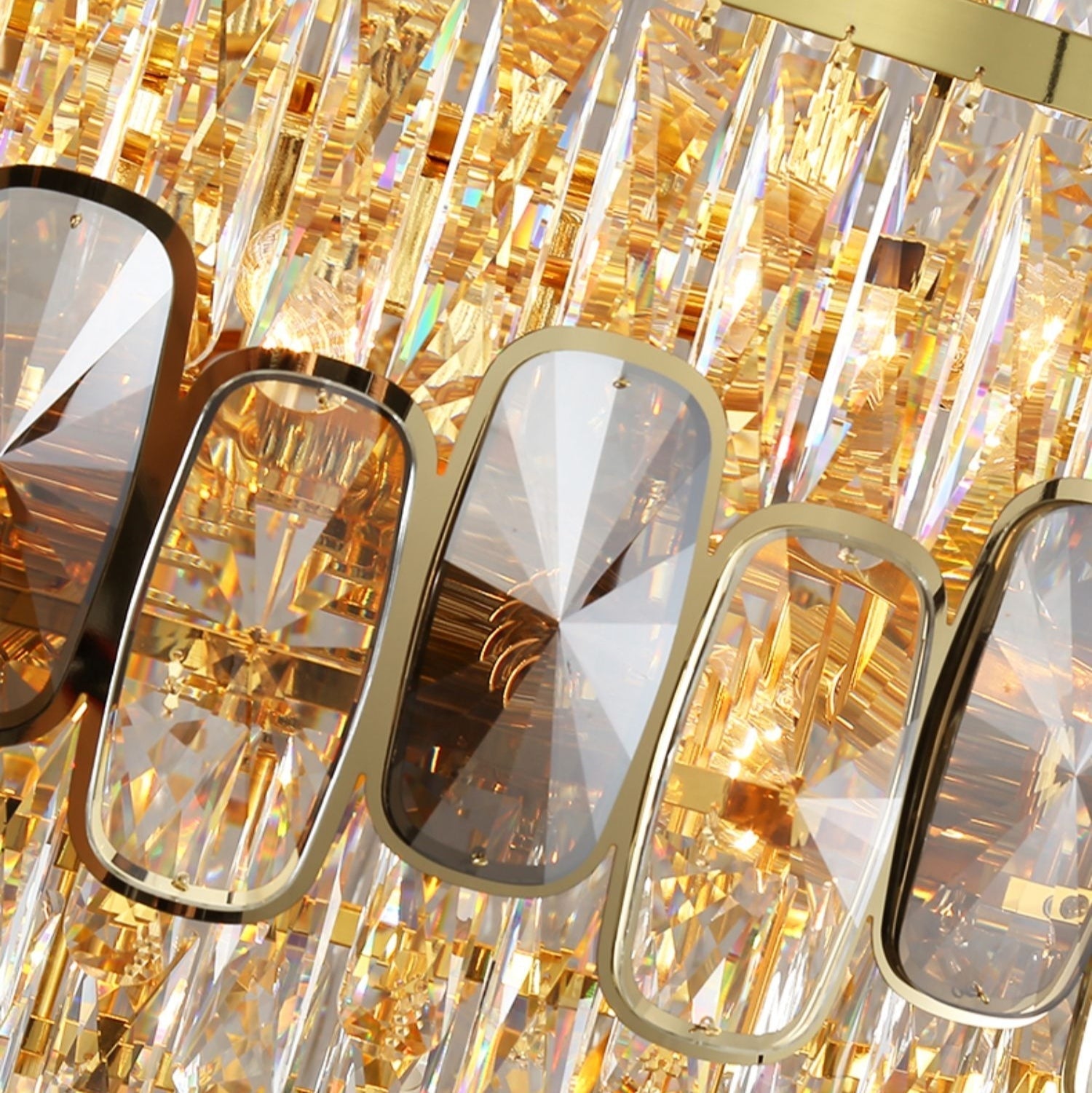 Honeycomb Shaped Ceiling Chandelier Extra Large Crystal Light Fixture For Foyer Staircase/ Entryway In Gold Finish-MEET LIGHTING