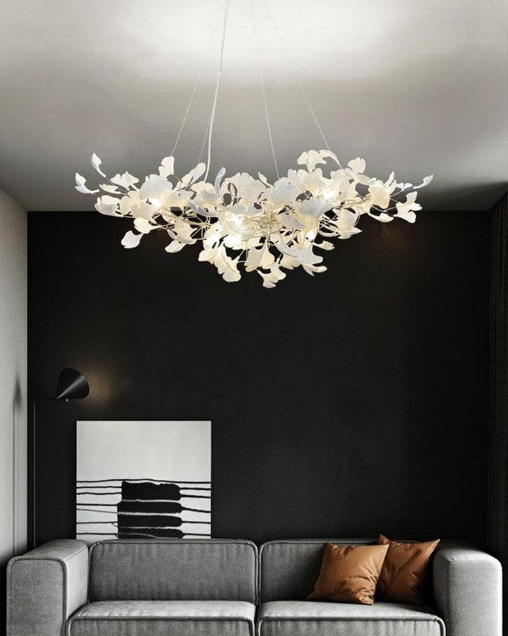 Porcelain Linear Gold Ginkgo Chandelier-Meet Lighting