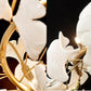 Porcelain Linear Gold Ginkgo Chandelier-Meet Lighting