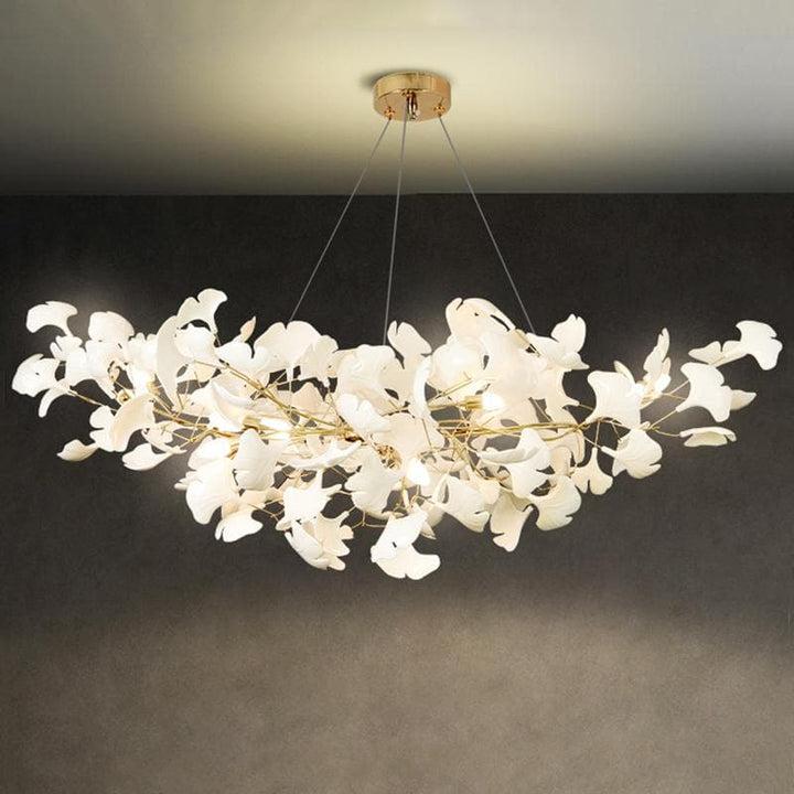 Porcelain Linear Gold Ginkgo Chandelier-Meet Lighting