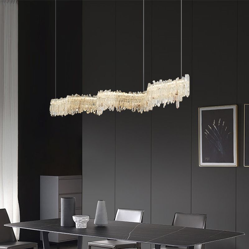 Primary Crystal Cluster Linear Dining Chandelier-Meet Lighting