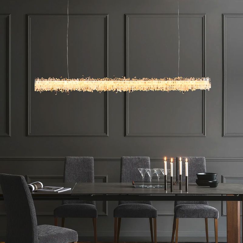 Primary Crystal Cluster Linear Dining Chandelier