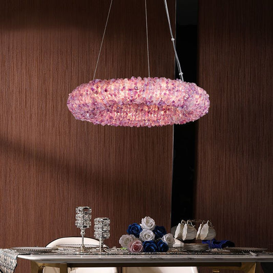 Purple Primary Crystal Cluster Round Chandelier-Meet Lighting