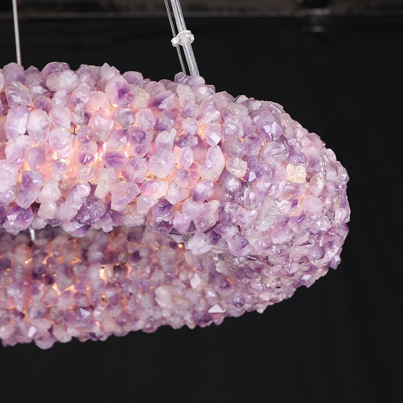 Purple Primary Crystal Cluster Round Chandelier-Meet Lighting