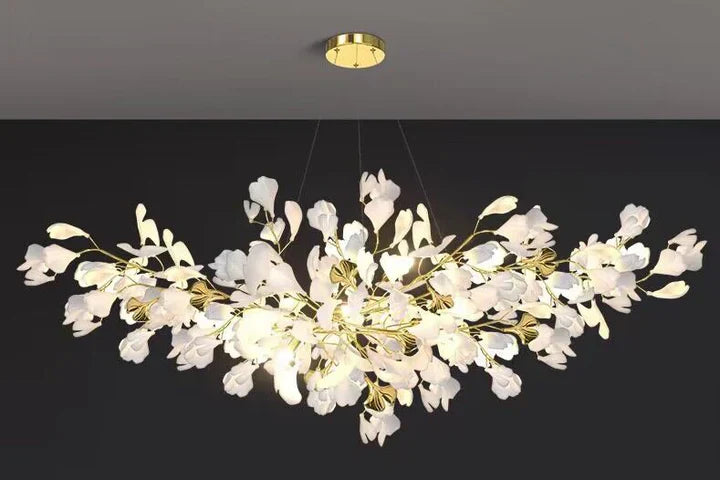 Modern Luxury Linear Ginkgo Ceramic Chandelier for Dining Room/Kitchen Island-MEET LIGHTING