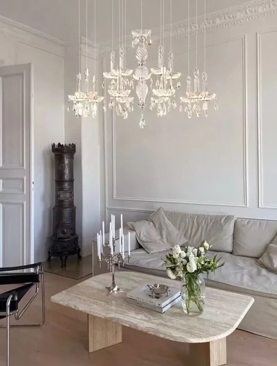 French Romantic Candle Crystal Chandelier White Modern Art Creative Pendant Light For Living Room/Dining Room/Bedroom-MEET LIGHTING